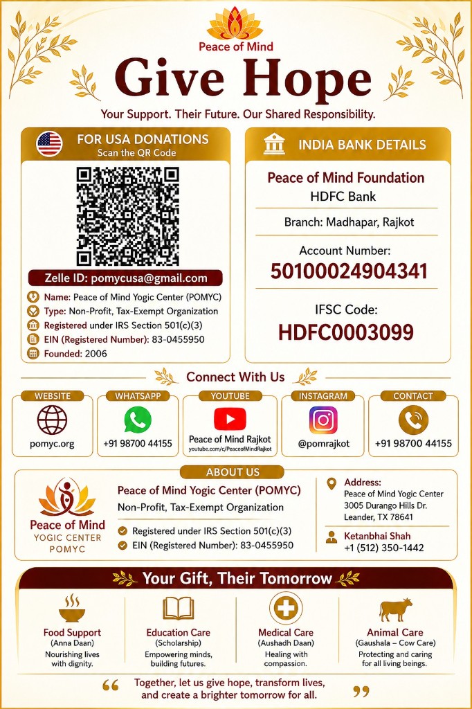 Give Hope donation details for USA and India, including Zelle, bank details, and contact information.