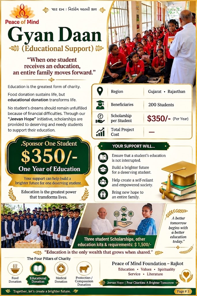 Gyan Daan (Educational Support) – Sponsor one student $350 for one year of education.